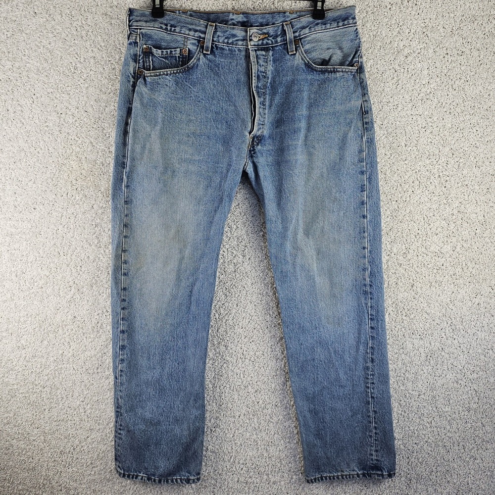 Vintage Levis 501 Jeans Mens 38x32 Blue Button Fly Y2K Button Fly Black Batwing